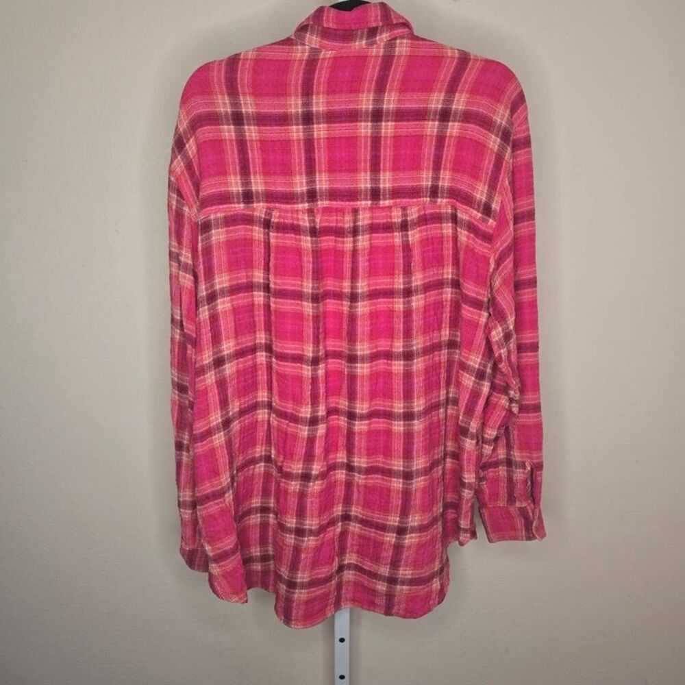 Pilcro Anthropologie Pink Plaid Button-Down Shirt Size XL - Picture 2 of 8
